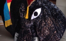 The head of an elephant costume