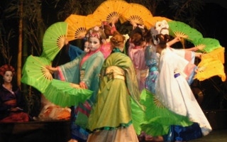 Girls doing a fan dance